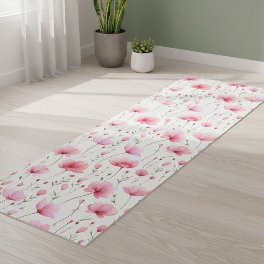 Rosa Wasserfarben-Wildblume Yogamatte