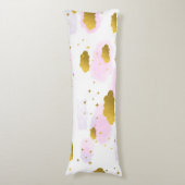 Rosa Wasserfarben Wolken Gold Stars Sky Seitenschläferkissen (Vorderseite Vertikal)