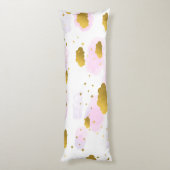 Rosa Wasserfarben Wolken Gold Stars Sky Seitenschläferkissen (Rückseite (Vertikal))