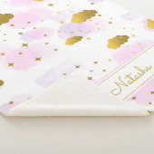 Rosa Wasserfarben Wolken Gold Stars Sky Sherpadecke (3/4)