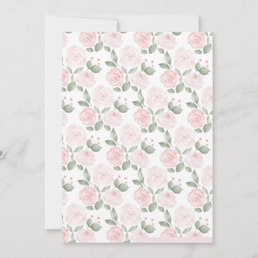 Rosa Wasserfarbenblume Mädchen-Taufe Einladung (Rückseite)