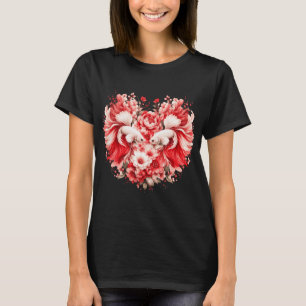 Rosa Wasserfarbene Kampffisch-Paare, Herzförmige B T-Shirt