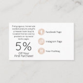 Rosa Wasserfarbene, weiße Rose, zentrierte Seife u Visitenkarte (Rückseite)