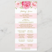 Rosa Wasserfarbenen Hochzeitsprogramm mit Errötung Programm (Rückseite)