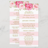 Rosa Wasserfarbenen Hochzeitsprogramm mit Errötung Programm (Vorne/Hinten)