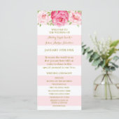 Rosa Wasserfarbenen Hochzeitsprogramm mit Errötung Programm (Stehend Vorderseite)