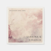 Rosa Wasserfarbenes Minimalist-Hochzeitsdekor Serviette (Vorderseite)