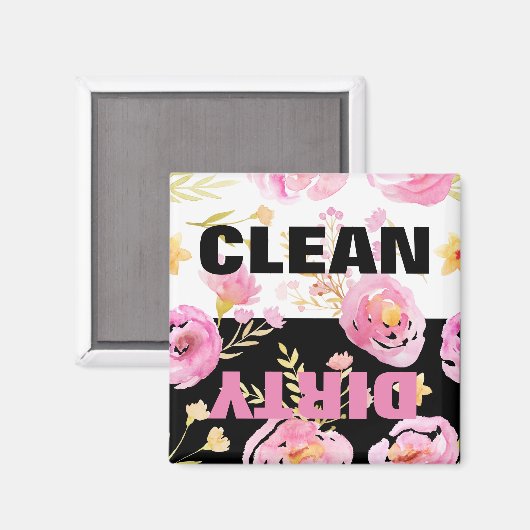 Rosa Wasserfarbenflora Saubere Geschirrspülmaschin Magnet (Vorderseite/Rückseite)