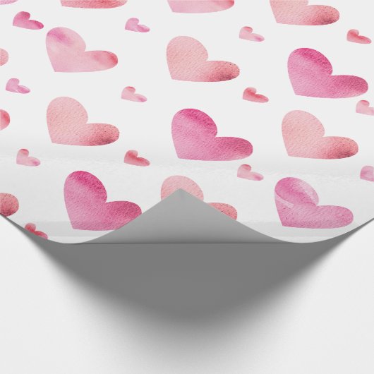Rosa Wasserfarbenfrohe Herzschläuche Geschenkpapier (Ecke)