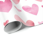 Rosa Wasserfarbenfrohe Herzschläuche Geschenkpapier (Rolleneckpunkt)