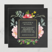 Rosa Wasserfarbenfrohe Zeckenbarsche auf Chalkboar Einladung (Vorne/Hinten)