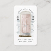 Rosa Wasserfarbenfront Tür Real Anwesen Agent Visitenkarte (Vorderseite)