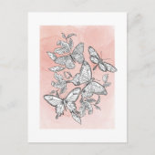Rosa Wasserfarbengezeichnete Schmetterlinge Postkarte (Vorderseite)