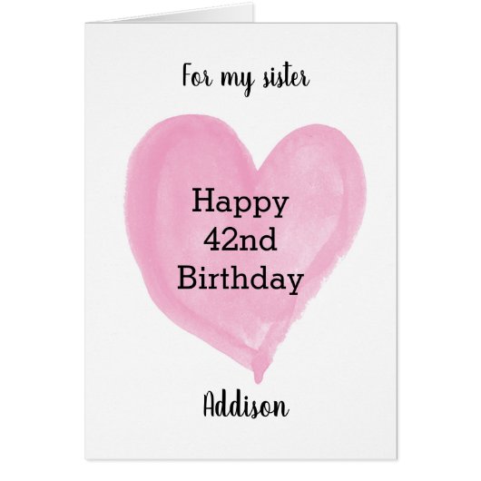 Rosa Wasserfarbenherz 42. Geburtstag (Vorne)