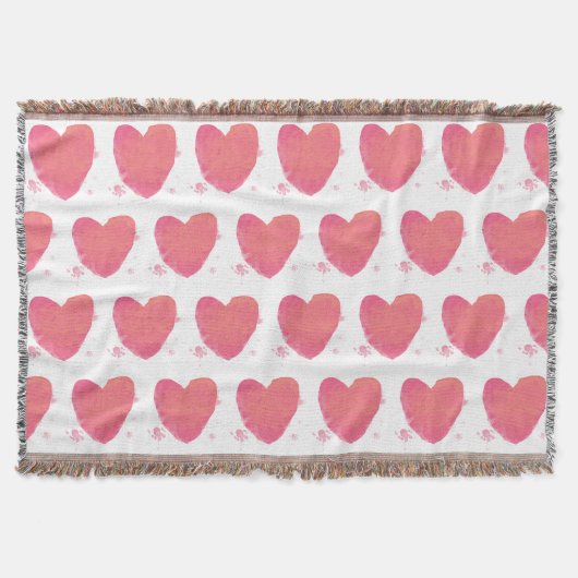 Rosa Wasserfarbenherz Decke (Vorderseite)