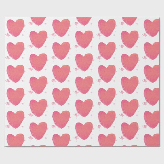 Rosa Wasserfarbenherz Geschenkpapier (Flach)