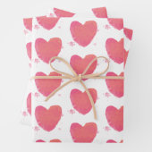 Rosa Wasserfarbenherz Geschenkpapier Set (Beispiel)
