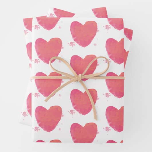 Rosa Wasserfarbenherz Geschenkpapier Set (Beispiel)
