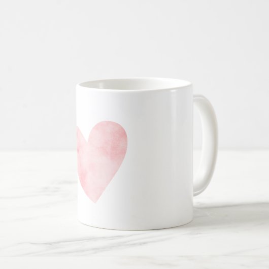Rosa Wasserfarbenherz Kaffeetasse (VorderseiteRechts)