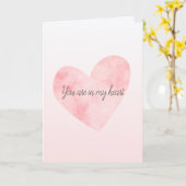 Rosa Wasserfarbenherz Karte (Gelbe Blume)