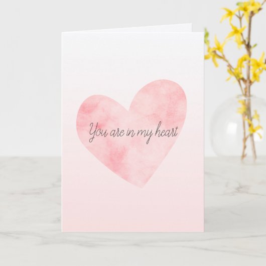 Rosa Wasserfarbenherz Karte (Gelbe Blume)