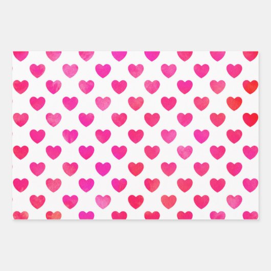 Rosa Wasserfarbenherzen Geschenkpapier Set (Vorderseite 3)
