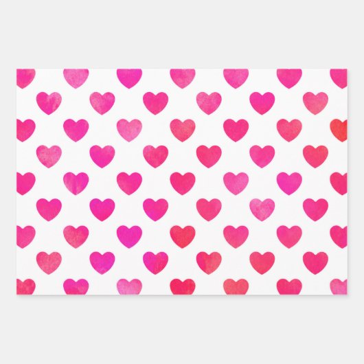 Rosa Wasserfarbenherzen Geschenkpapier Set (Vorderseite 2)