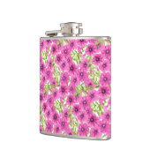 Rosa Wasserfarbenmuster Petunia-Blume Flachmann (Links)