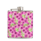 Rosa Wasserfarbenmuster Petunia-Blume Flachmann (Vorderseite)