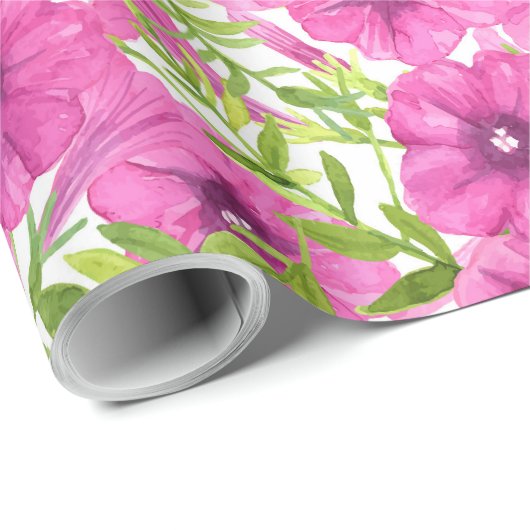 Rosa Wasserfarbenmuster Petunia-Blume Geschenkpapier (Rolleneckpunkt)