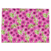 Rosa Wasserfarbenmuster Petunia-Blume Große Geschenktüte (Rückseite)