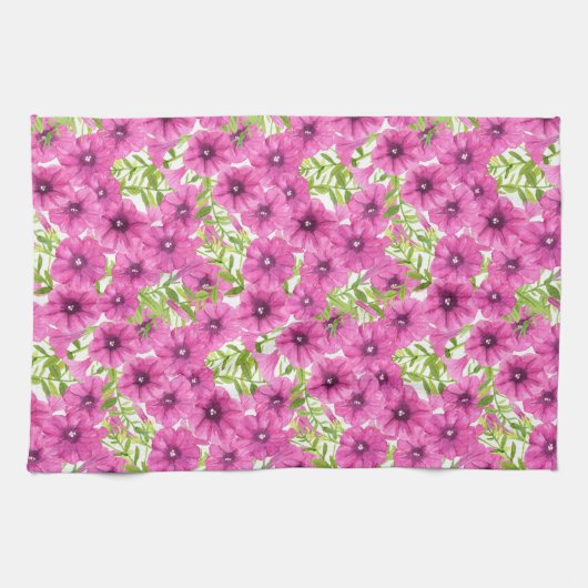 Rosa Wasserfarbenmuster Petunia-Blume Handtuch (Horizontal)