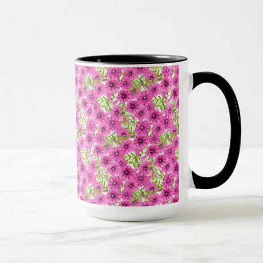 Rosa Wasserfarbenmuster Petunia-Blume Tasse (Rechts)