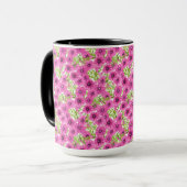 Rosa Wasserfarbenmuster Petunia-Blume Tasse (Vorderseite Links)