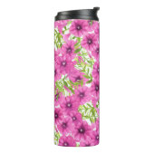 Rosa Wasserfarbenmuster Petunia-Blume Thermosbecher (Nach links gedreht)