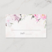 Rosa Wasserfarbenpeony Elegante Hochzeit Platzkarte (Vorderseite)
