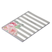 Rosa Wasserfarbenpeony & Gray Streifen Notizblock (Linke Seite)