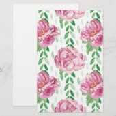 Rosa Wasserfarbenpeonys Briefpapier (Vorne/Hinten)