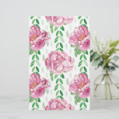 Rosa Wasserfarbenpeonys Briefpapier (Stehend Vorderseite)