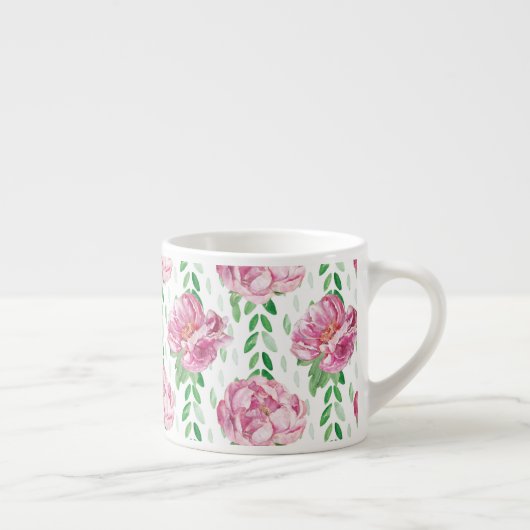 Rosa Wasserfarbenpeonys Espressotasse (Rechts)