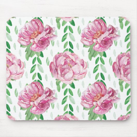Rosa Wasserfarbenpeonys Mousepad (Vorne)