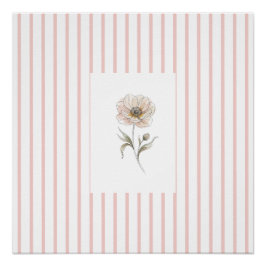 Rosa Wasserfarbenrose Kunstdruck mit rosa gestreif Poster