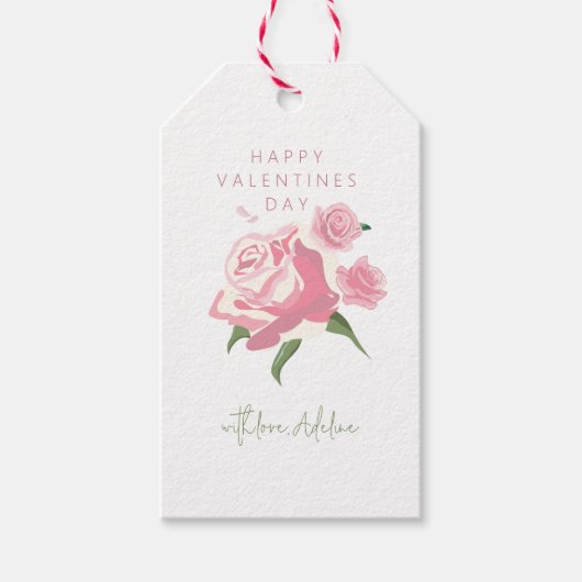 Rosa Wasserfarbenrose Valentinstag Geschenkanhänger (Vorderseite)