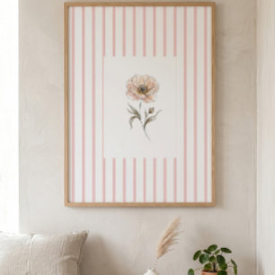 Rosa Wasserfarbenrose Wandkunst-Druck mit rosa Str Poster