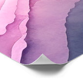 Rosa Wasserfarbenwellen Poster (Ecke)