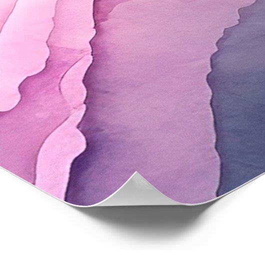 Rosa Wasserfarbenwellen Poster (Ecke)