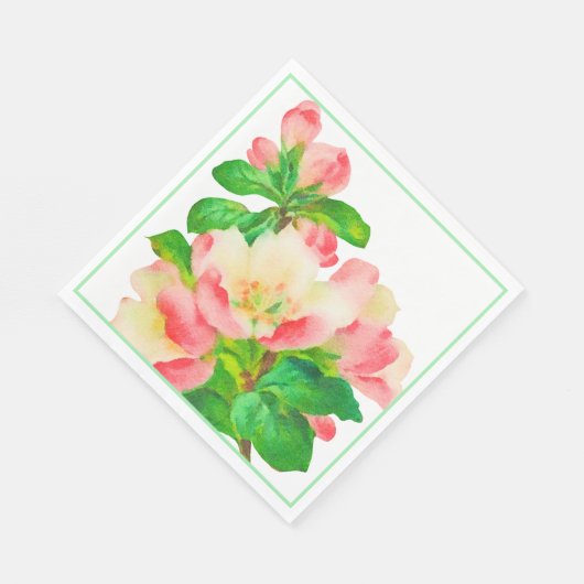 Rosa Wasserfarbenzweig blühend Serviette (Ecke)