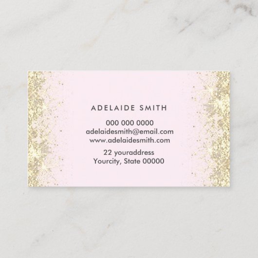 Rosa Wasserfarbkreis auf hellrosa Visitenkarte (Rückseite)