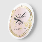 Rosa Wasserfarbkreis Große Wanduhr (Winkel)