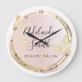 Rosa Wasserfarbkreis Große Wanduhr (Vorderseite)